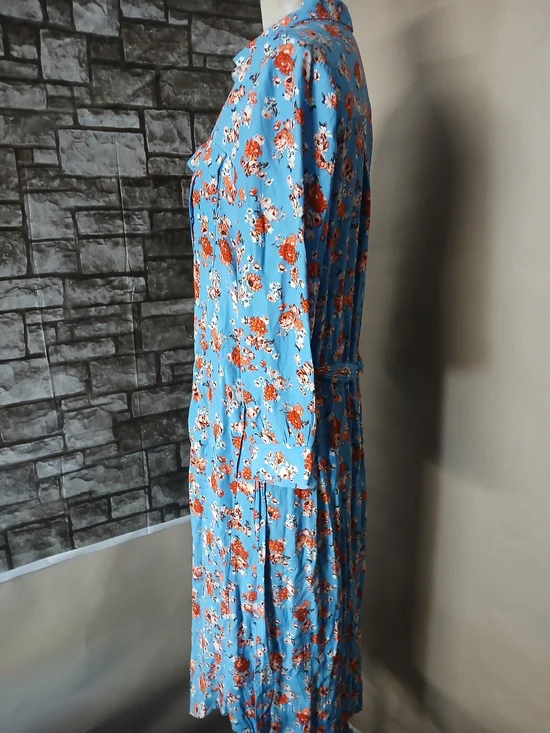 Lucky Brand Blue Maxi Dress with Red Floral Print - Picture 6 of 10